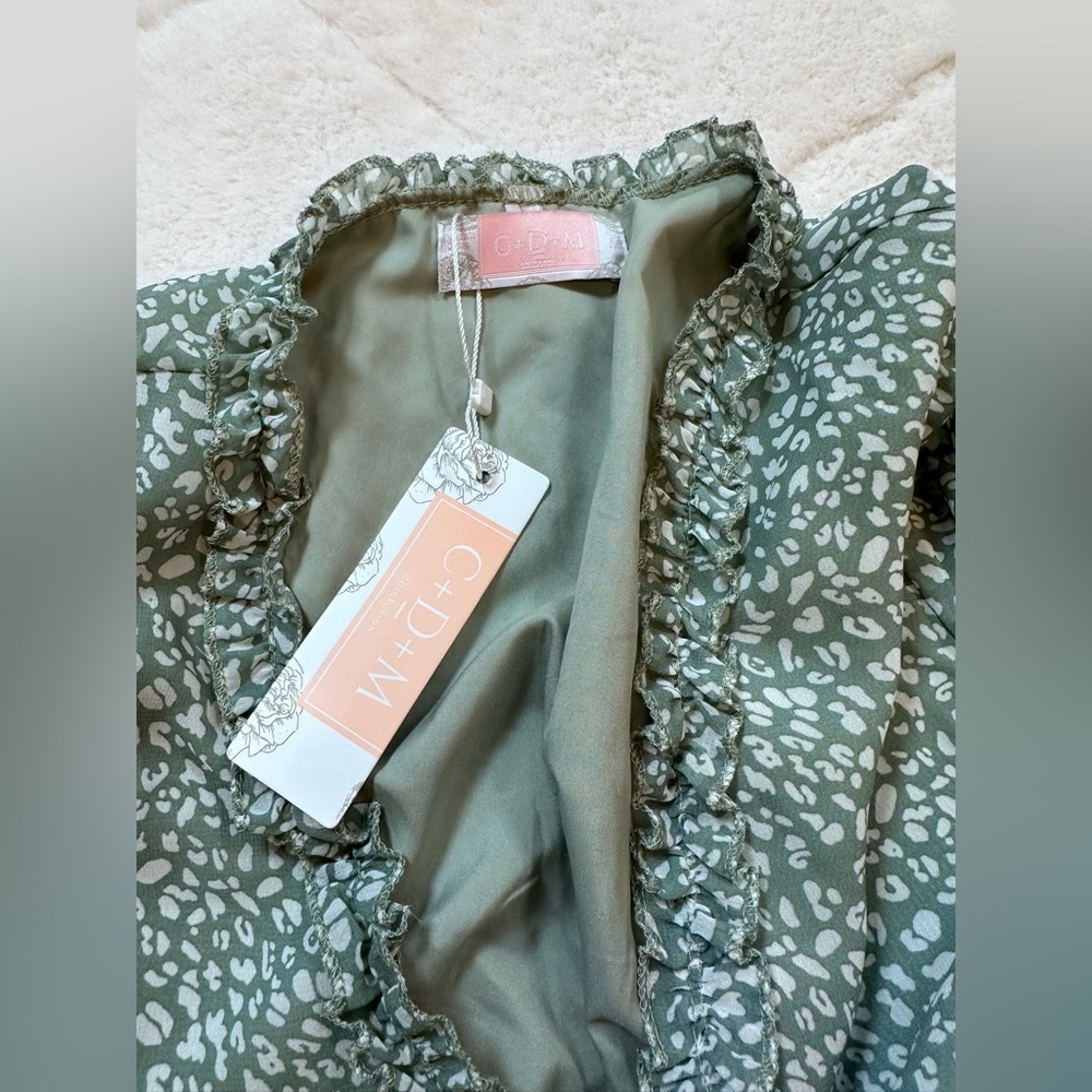 Midi dress C+D+M green white Medium New - Picture 5 of 9